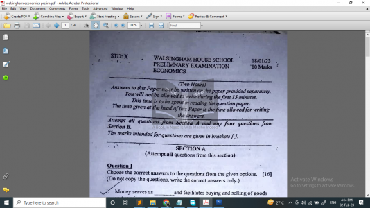 walsingham economics prelim